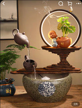 Load image into Gallery viewer, Backflow Led Ceramic Incense Burner Water Lotus Zen Lucky Buddha Decor

