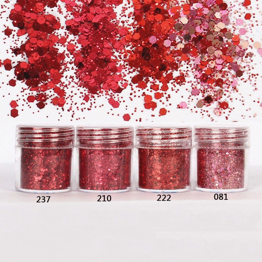 Red set Hexagon Glitter Sequin Mix for Resin Crafts