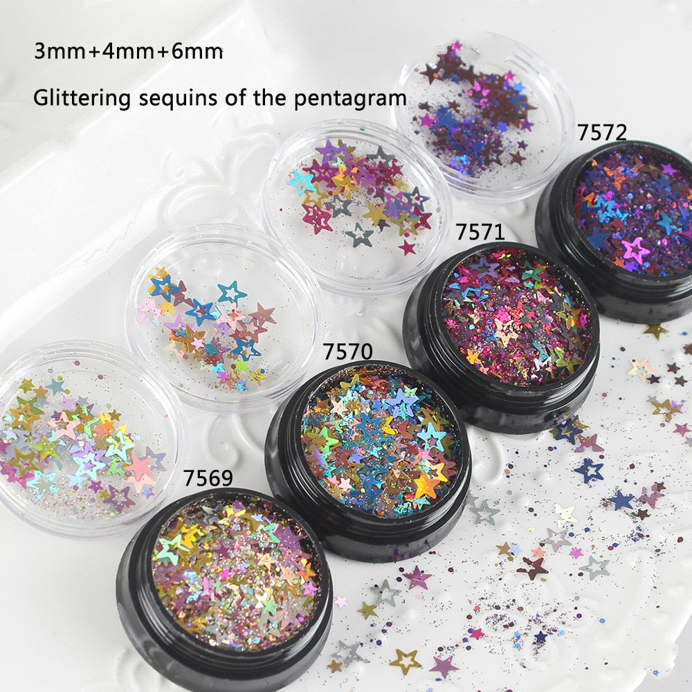 Star Hollow Sequin Glitter Mix in Festive Color