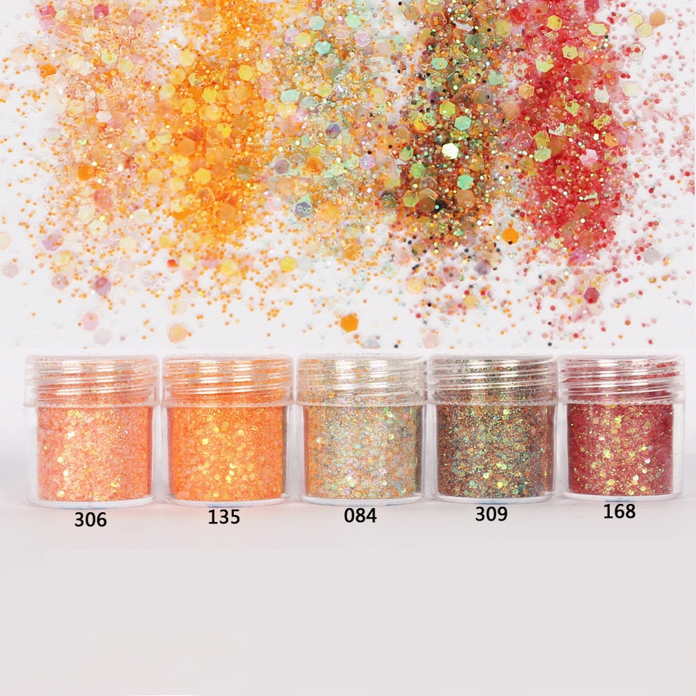 Orange Hexagon Glitter Sequin Mix for Resin Crafts