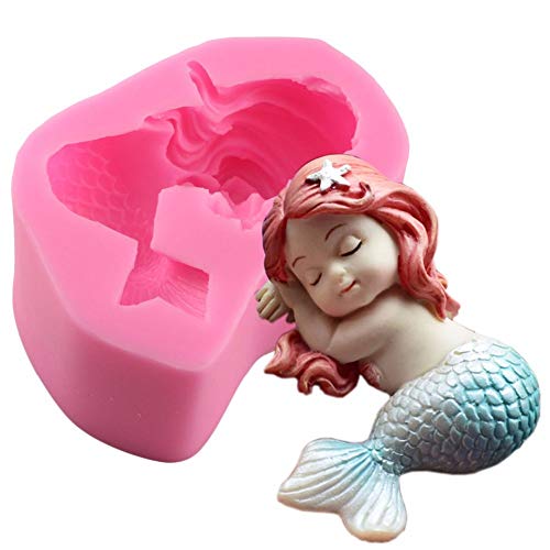 1Pcs 3D Sleeping Mermaid Silicone Mold