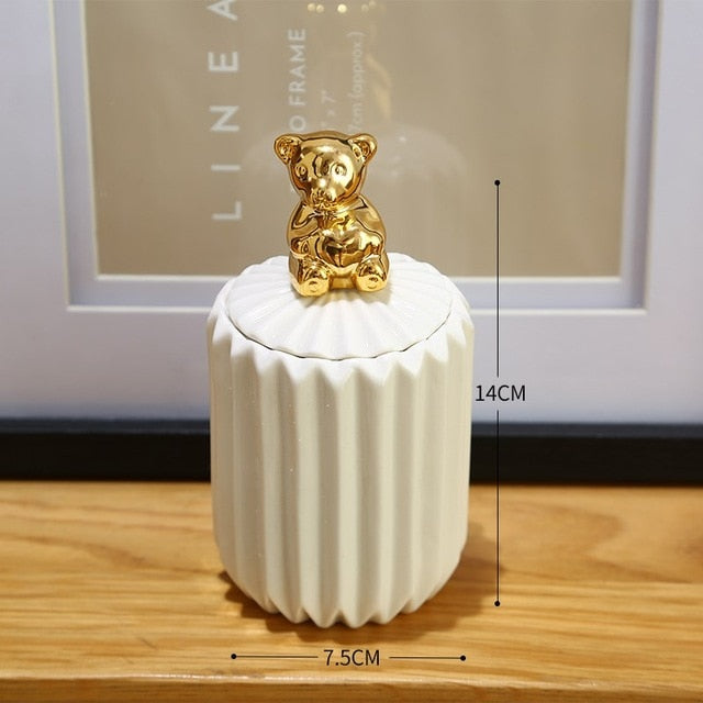 Classic Nordic Golden Tall Ceramic Multi- Purpose Box