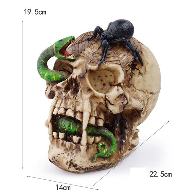 HeyMamba Resin Craft Skull Head Statue Snake and Spider Death Skull Moulds