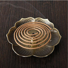Load image into Gallery viewer, Lotus Brass Incense Burner / Candle Holder / Palo Santo Cone Incense Holder / Sage Smudge Bowl / Zen Garden / Altar Supplies / Jewelry Box

