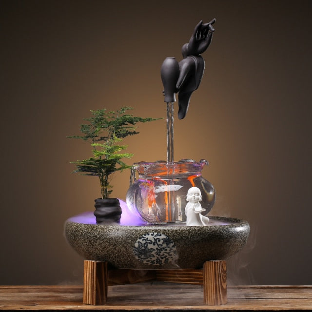 Incense Waterfall Burner, Baby Buddha Smoke Fountain, Buddhist Aromatherapy Waterfall, Noah Schumacher Yoga & Meditation Space Home Decor Incense Holder