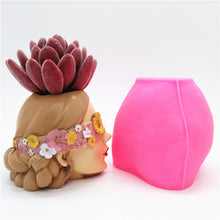 Load image into Gallery viewer, Rose Flower Woman Head Flower Pot 3D Silicone Mold Fondant Mold Resin Plaster Chocolate Candle Candy Mold
