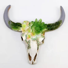 Load image into Gallery viewer, Beautifully carved flowers and grass cow skull silicone mold
