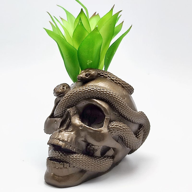 Silicone mold double snake skull vase diy concrete resin plaster plant small flower pot mold ashtray mold