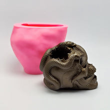 Load image into Gallery viewer, Silicone mold double snake skull vase diy concrete resin plaster plant small flower pot mold ashtray mold
