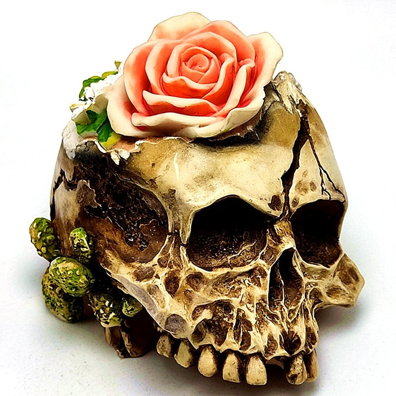 Rose skull silicone mold diy making candle plaster resin silicone mold Halloween decoration tool