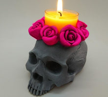 Load image into Gallery viewer, Silicone mold 3D skull rose candle holder diy plaster mold resin chocolate candle art tool
