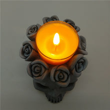 Load image into Gallery viewer, Silicone mold 3D skull rose candle holder diy plaster mold resin chocolate candle art tool
