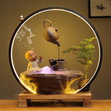 Load image into Gallery viewer, Backflow Led Ceramic Incense Burner Water Lotus Zen Buddha Decor
